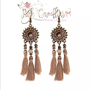 💥 Bohemian Style Round Gemstone/Tassel Hook Earrings